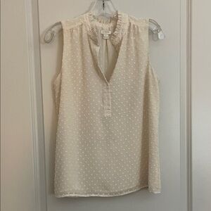 J. Crew Cream Polka Dot Sleeveless Blouse